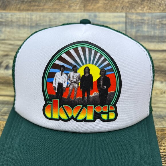 The Doors Mens Trucker Hat Green Snapback Jim Morrison 70s Rock Baseball Cap - Picture 3 of 8